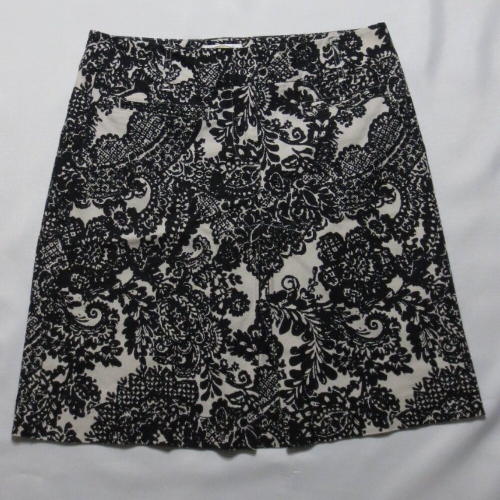 4/$14 TALBOTS womens SKIRT cream BLACK midi CAREER casual STRETCH petite size 8P